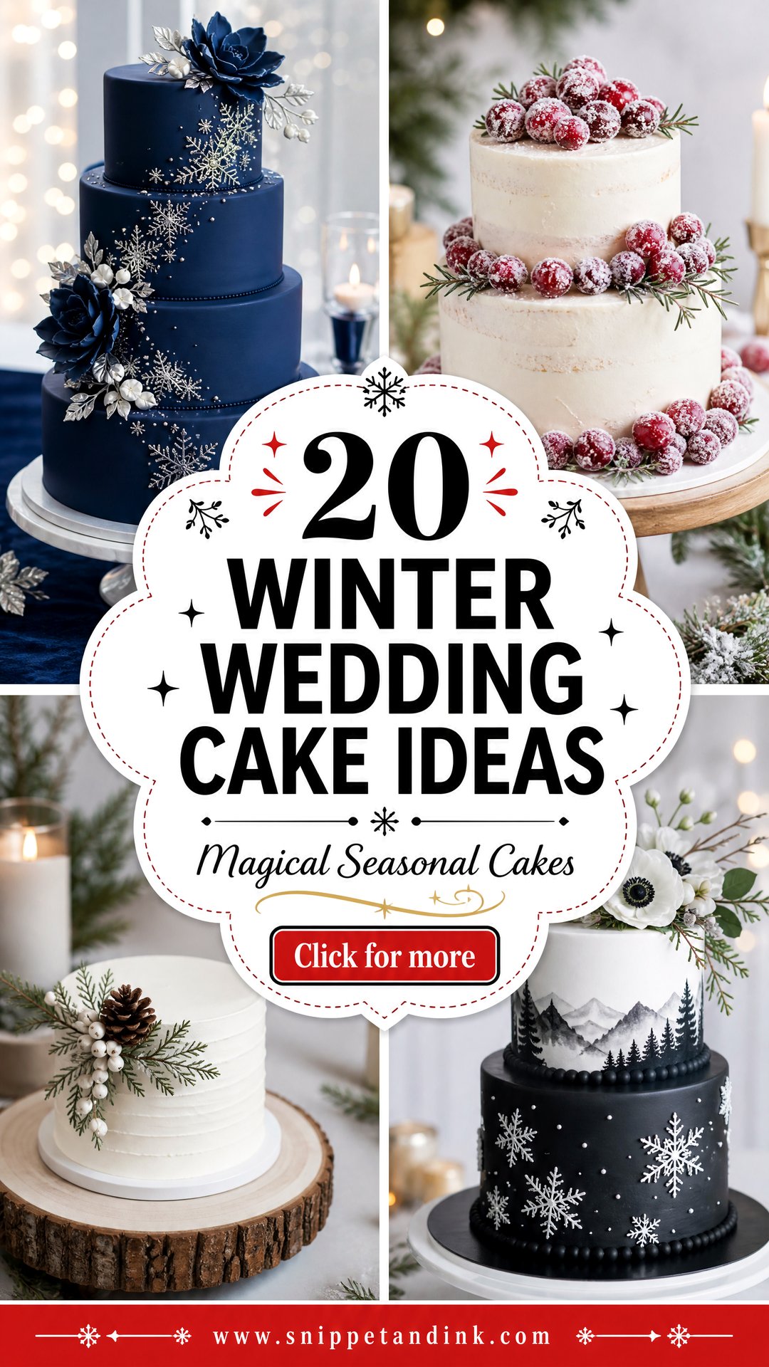 20 Winter Wedding Cake Ideas for Magical Seasonal Receptions - 20 Winter Wedding Cake Ideas for Magical Seasonal Receptions