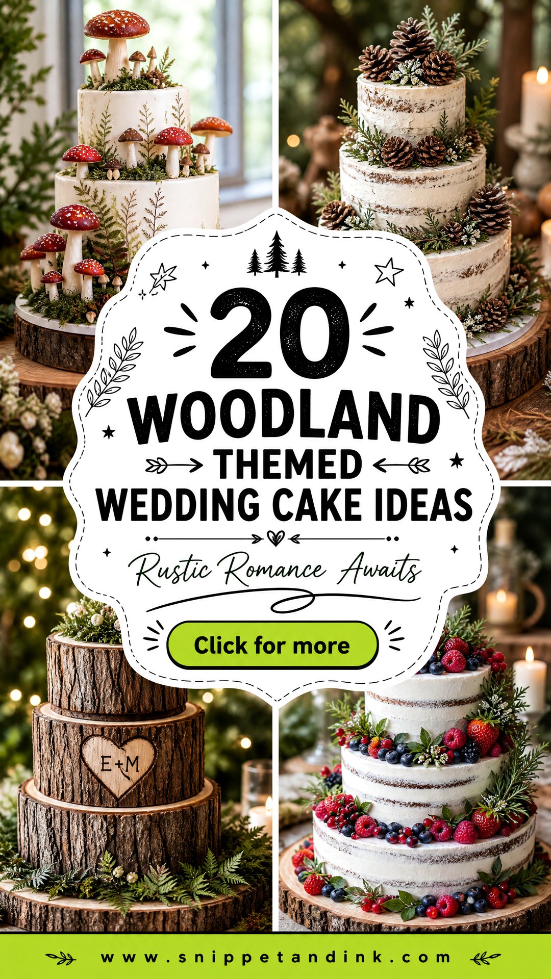20 Woodland Themed Wedding Cake Ideas for Rustic Romance - 20 Woodland Themed Wedding Cake Ideas for Rustic Romance