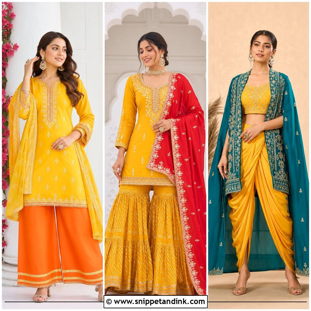 20 Yellow Contrast Color Dress for Haldi Ideas: Fresh Pairings