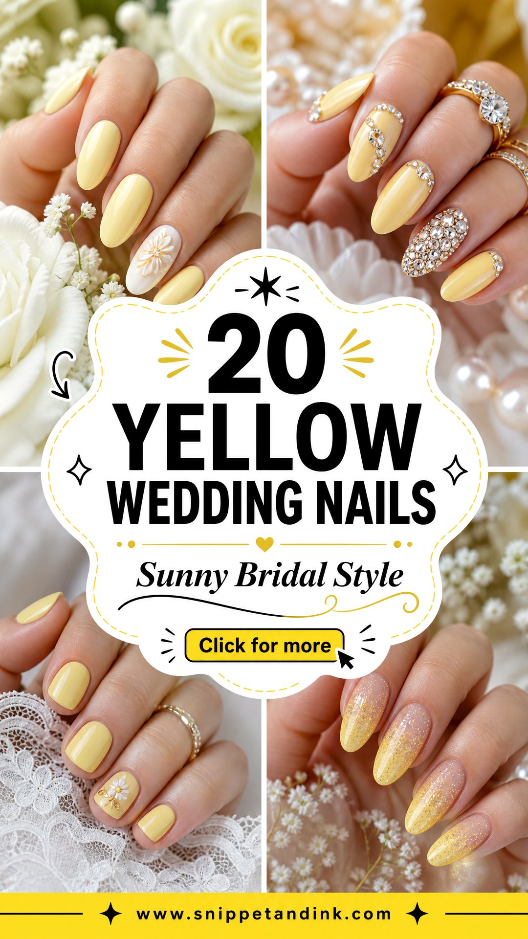 20 Yellow Wedding Nails for Sunny Bridal Style This Season - 20 Yellow Wedding Nails for Sunny Bridal Style This Season