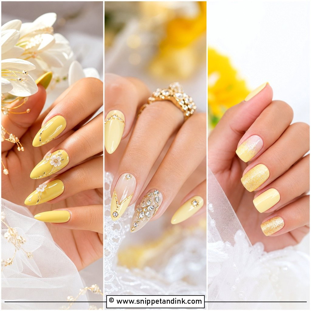 20 Yellow Wedding Nails for Sunny Bridal Style This Season