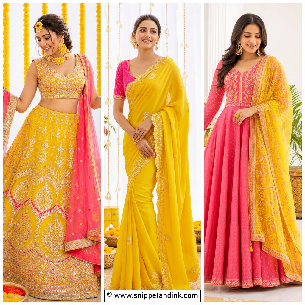 20 Yellow and Pink Haldi Outfit Ideas for Vibrant Brides