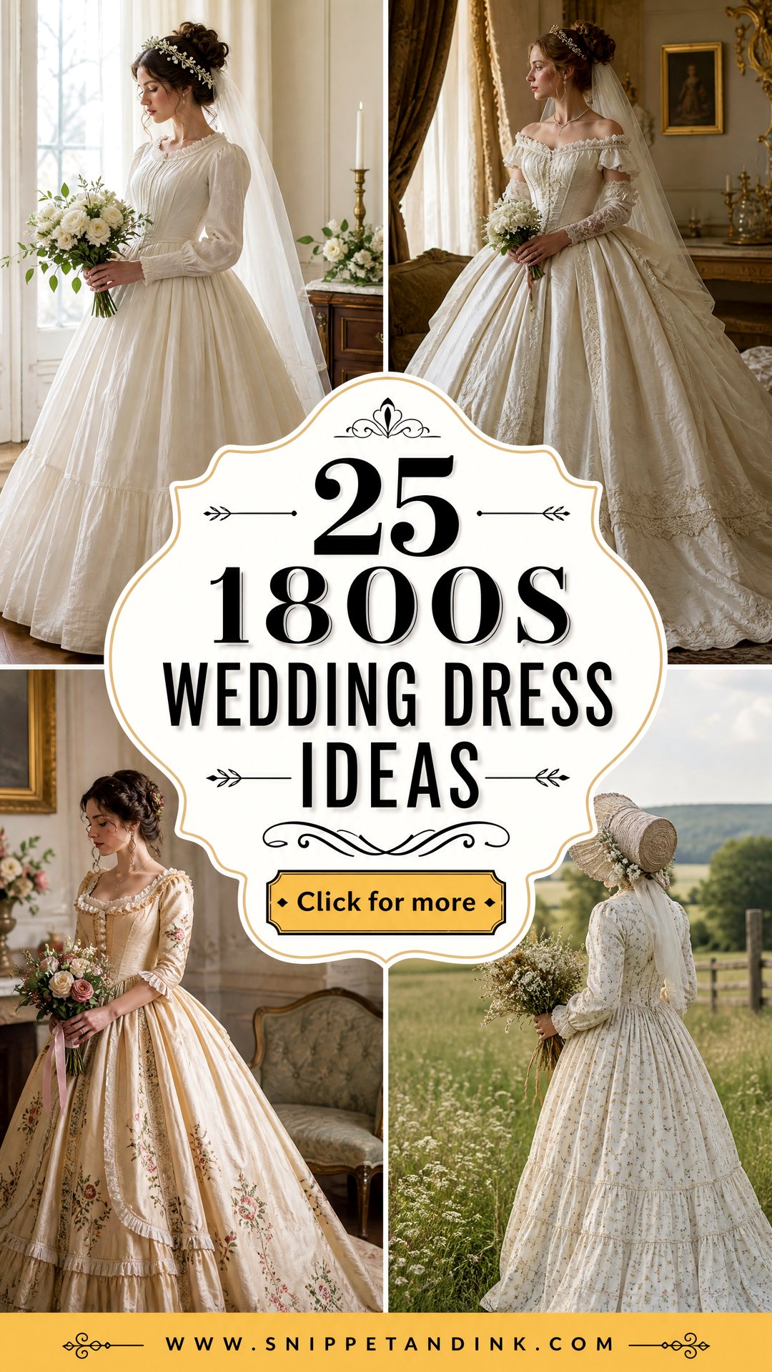 25 1800s Wedding Dress Ideas for Romantic Vintage Brides - 25 1800s Wedding Dress Ideas for Romantic Vintage Brides