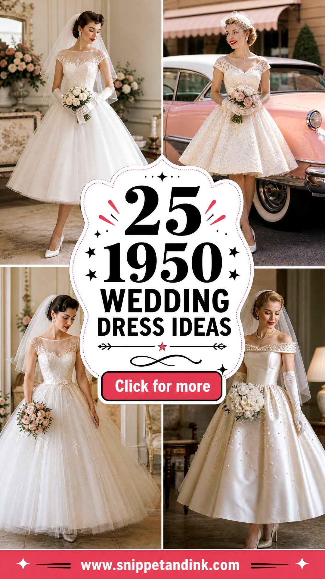 25 1950 Wedding Dress Ideas for Timeless Vintage Brides - 25 1950 Wedding Dress Ideas for Timeless Vintage Brides