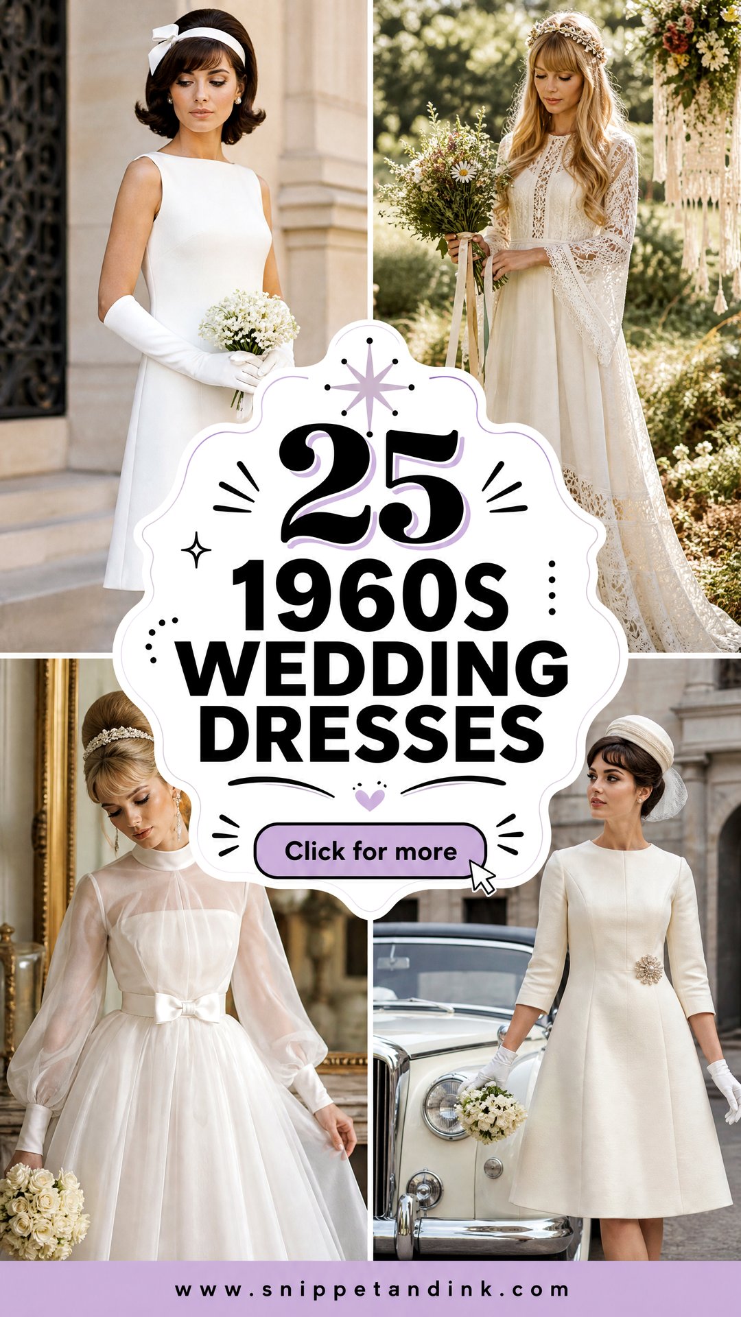 25 1960s Wedding Dresses for an Iconic Retro Bridal Look - 25 1960s Wedding Dresses for an Iconic Retro Bridal Look