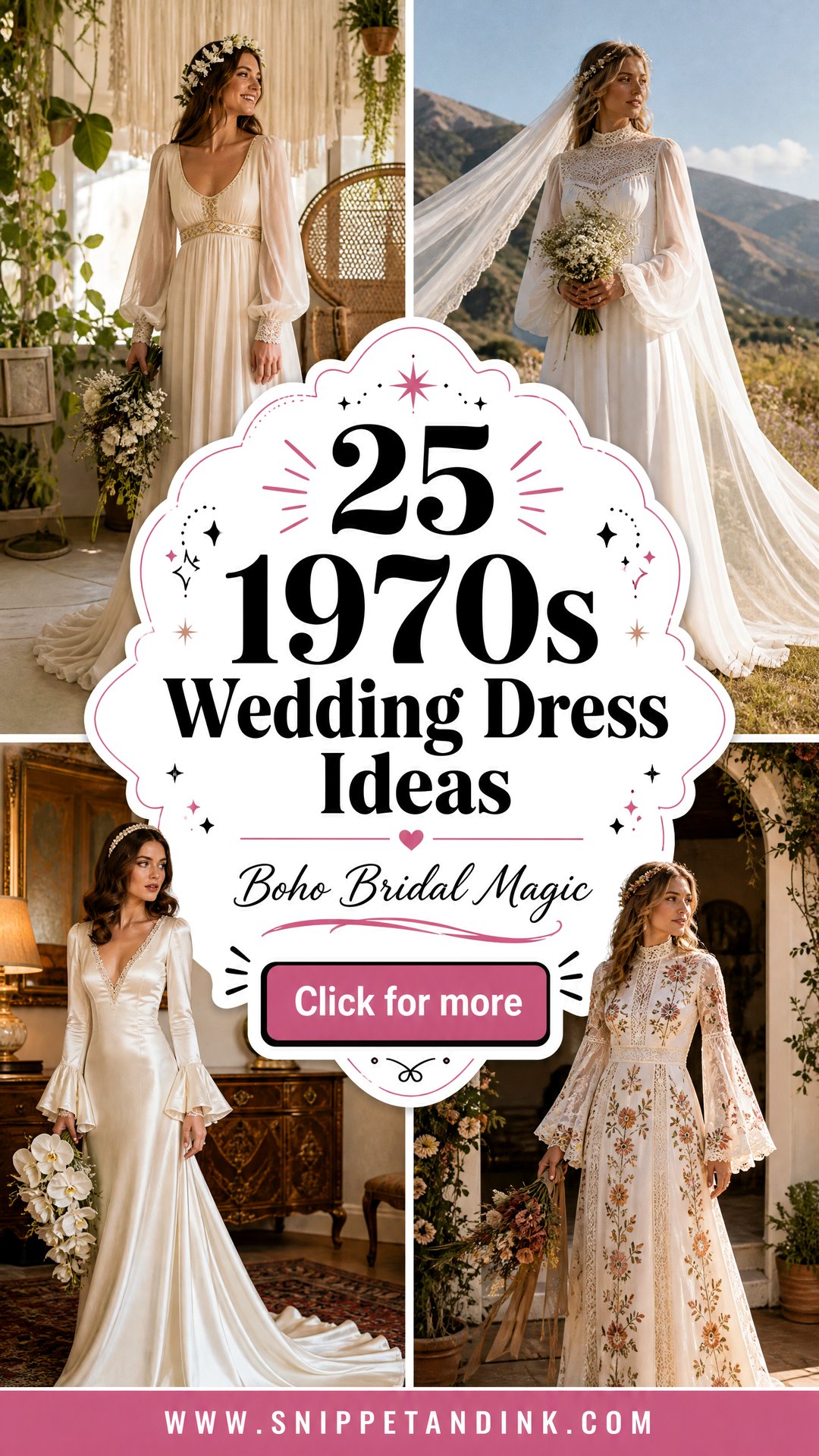25 1970s Wedding Dress Ideas for Free-Spirited Brides - 25 1970s Wedding Dress Ideas for Free-Spirited Brides