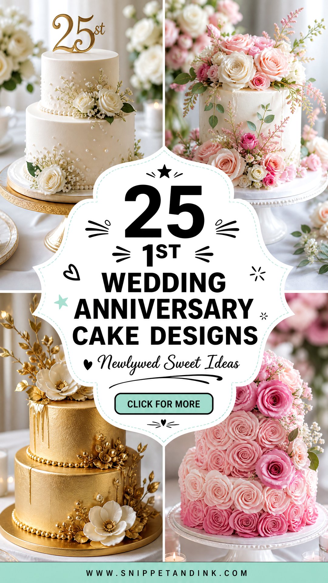 25 1st Wedding Anniversary Cake Designs for Newlyweds - 25 1st Wedding Anniversary Cake Designs for Newlyweds