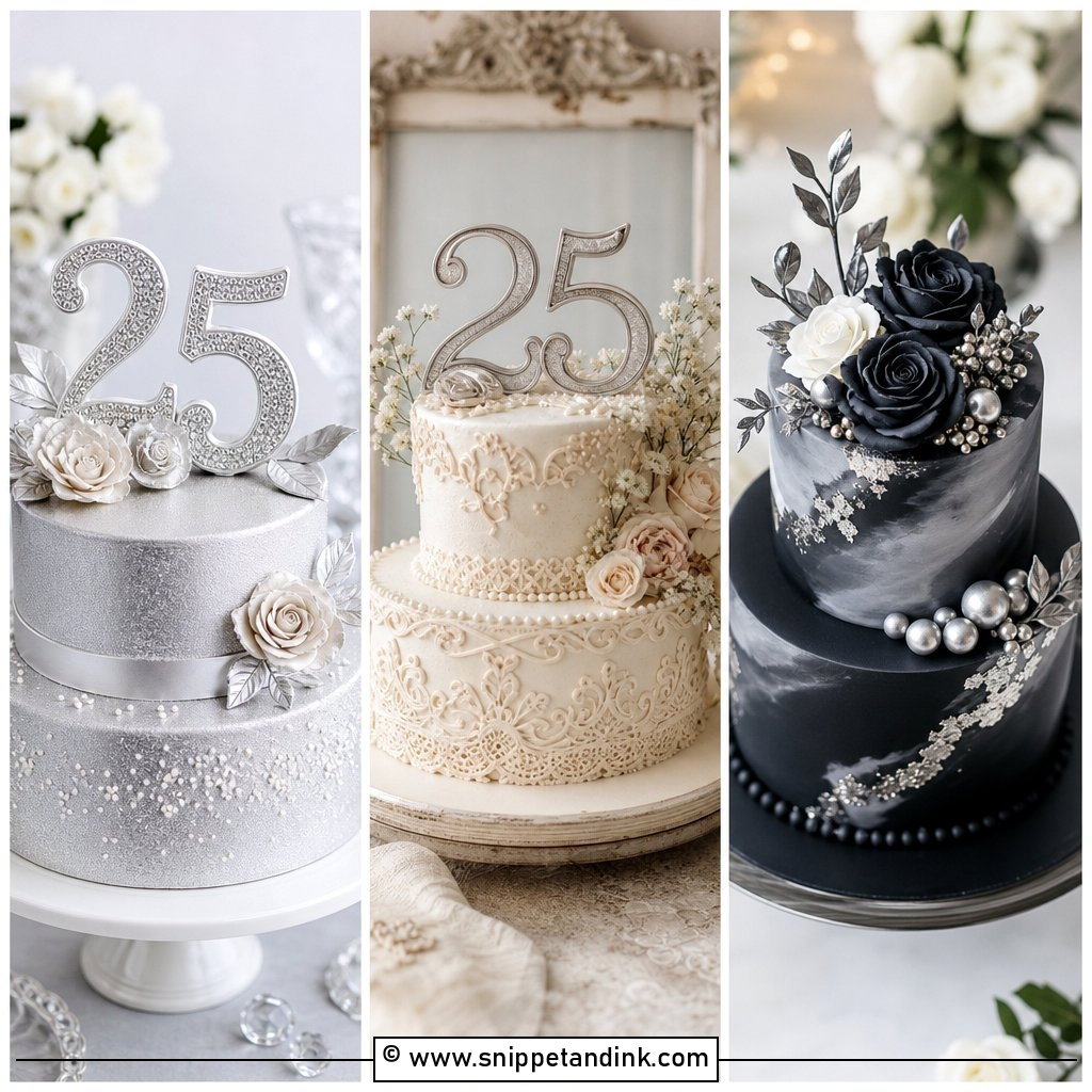 25 25th Wedding Anniversary Cakes for Silver Celebrations