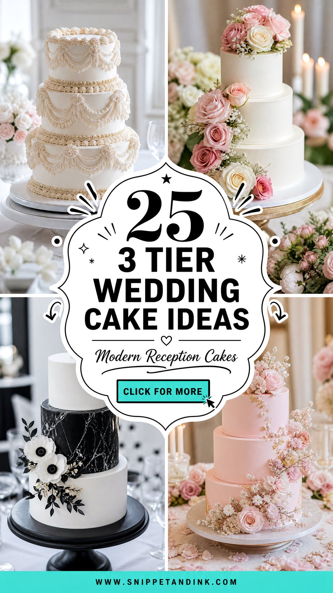 25 3 Tier Wedding Cake Ideas for Elegant Modern Receptions - 25 3 Tier Wedding Cake Ideas for Elegant Modern Receptions
