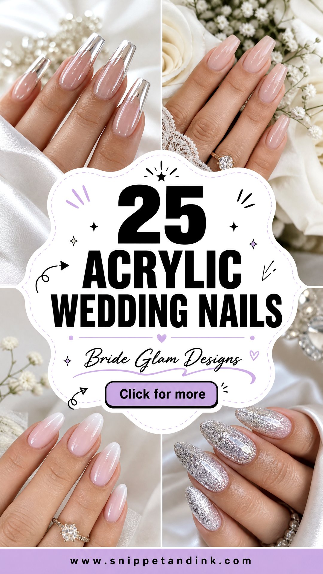25 Acrylic Wedding Nails for Bride Glam Designs to Save - 25 Acrylic Wedding Nails for Bride: Glam Designs to Save