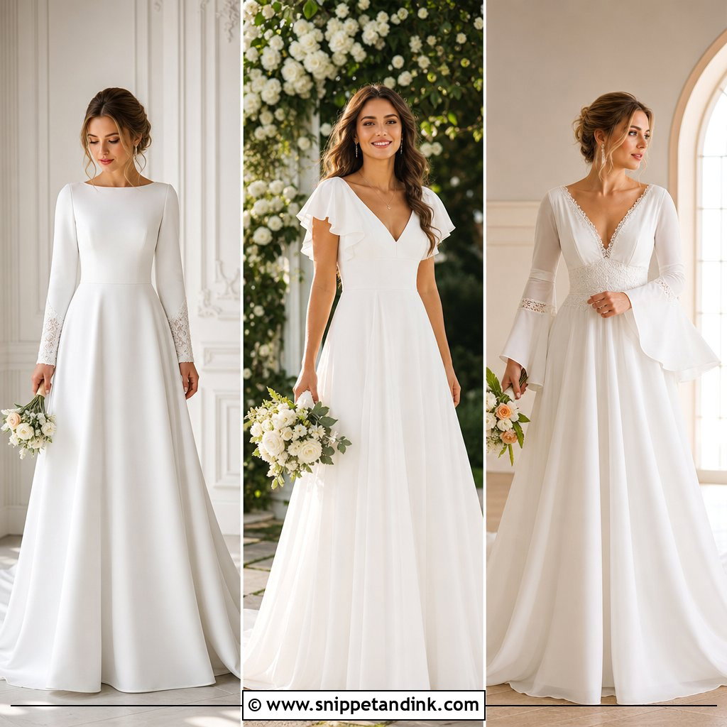 25 Aline Wedding Dress with Sleeves for Elegant Brides