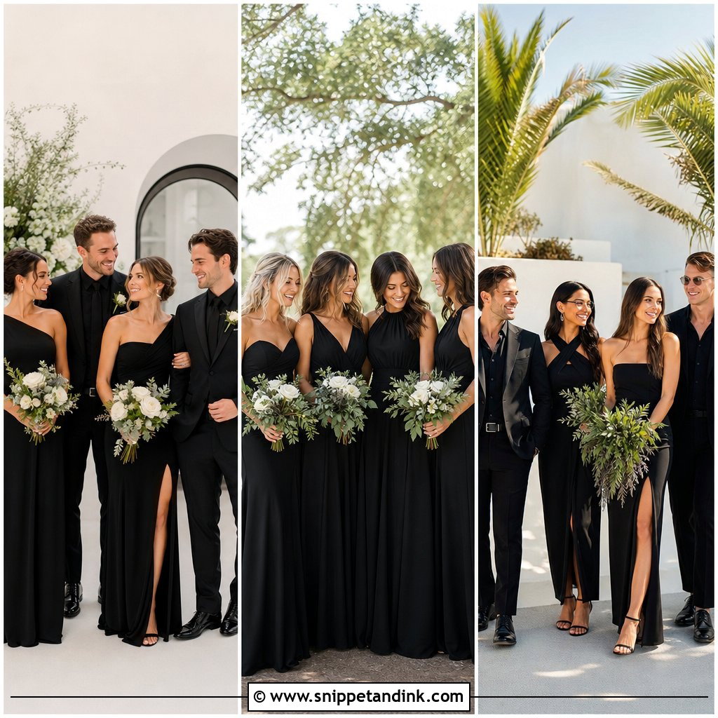 25 All Black Bridal Party Ideas