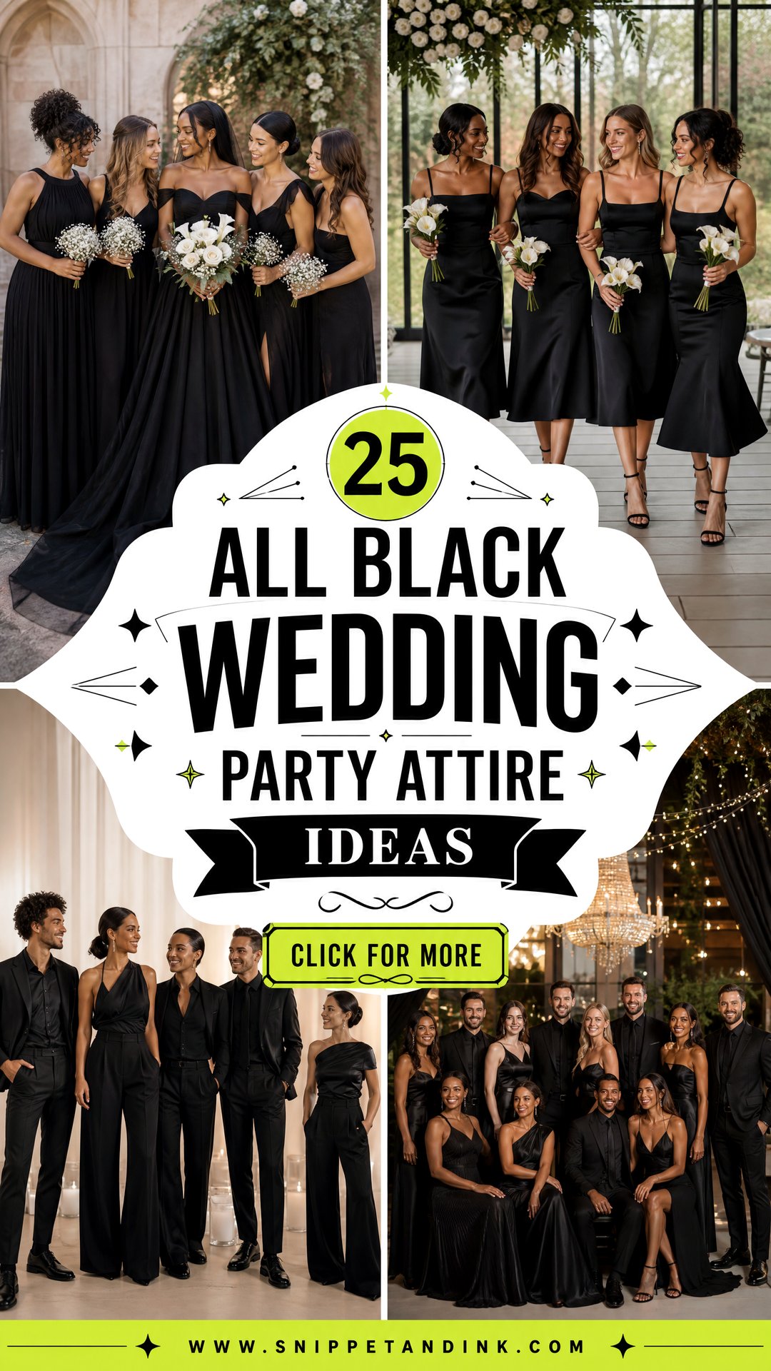 25 All Black Wedding Party Attire Ideas for Modern Crews - 25 All Black Wedding Party Attire Ideas for Modern Crews