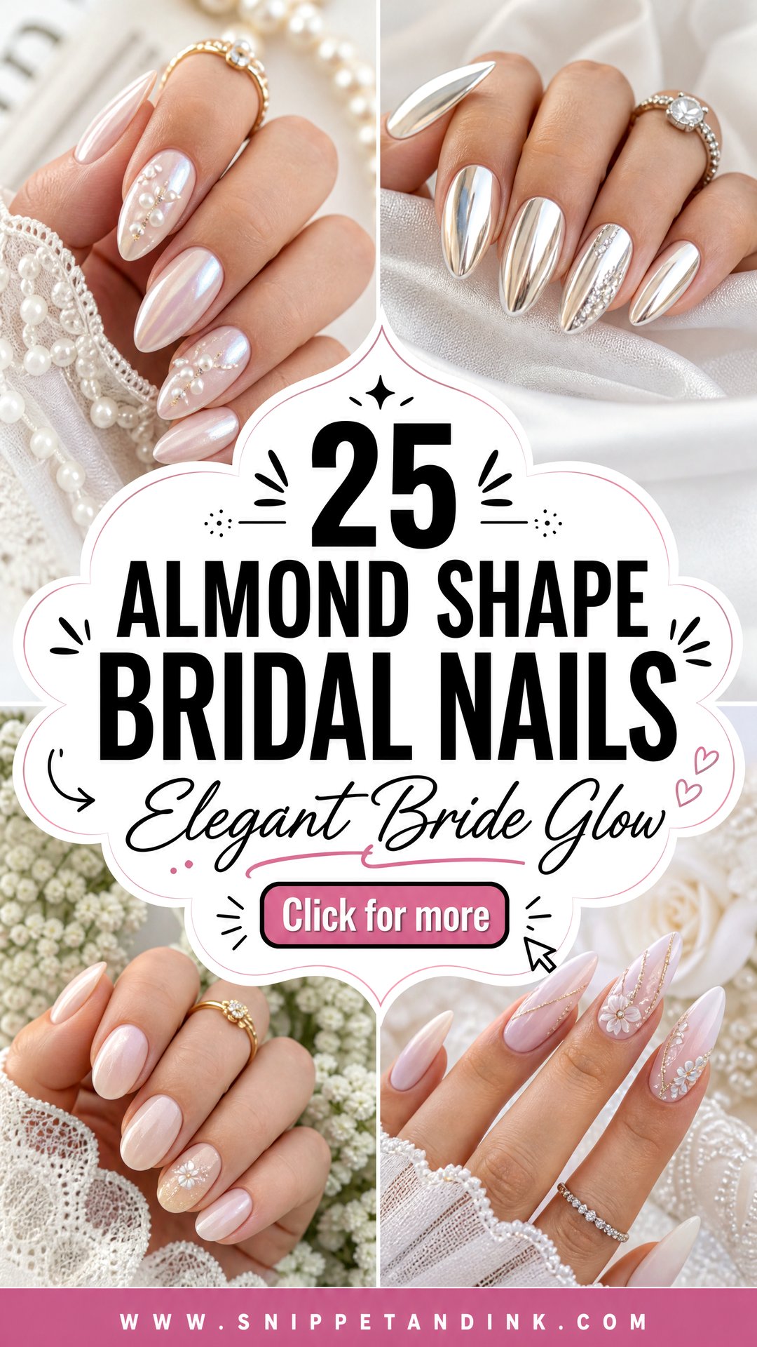 25 Almond Shape Bridal Nails for Elegant Wedding Style - 25 Almond Shape Bridal Nails for Elegant Wedding Style