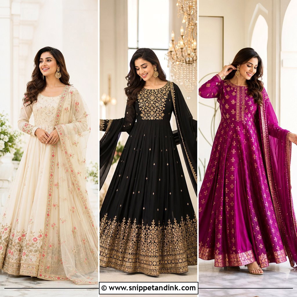 25 Anarkali Gown with Dupatta Ideas for Festive Wedding Guests