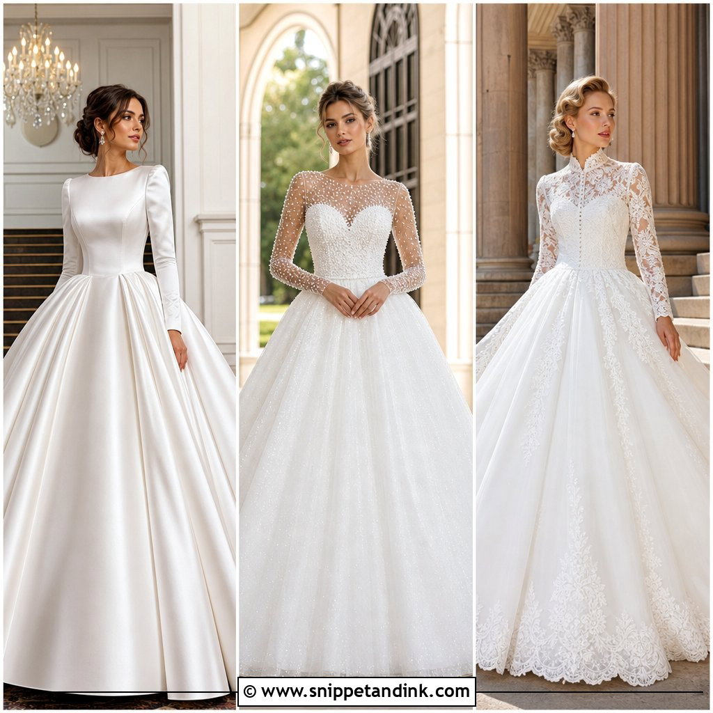 25 Ball Gown Wedding Dress with Sleeves for Timeless Bridal Style