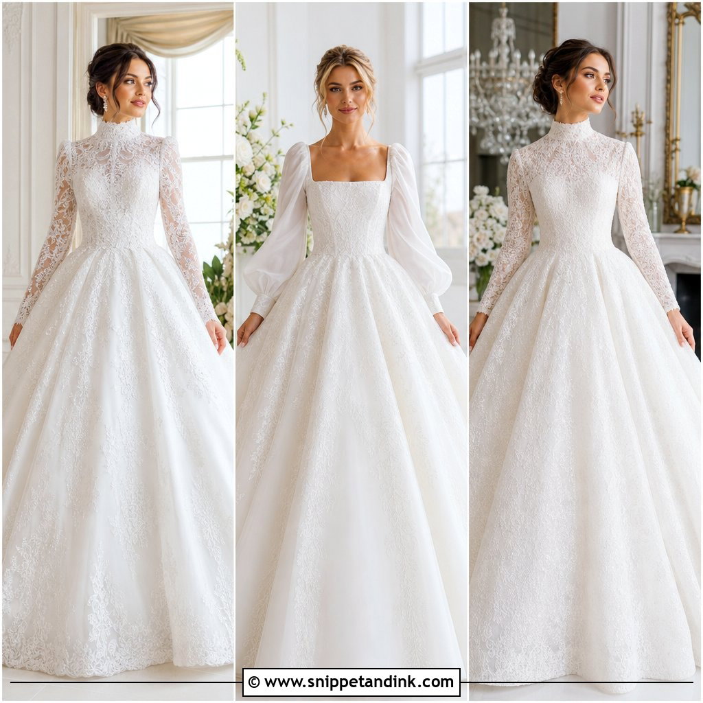 25 Ballgown Wedding Dress with Sleeves