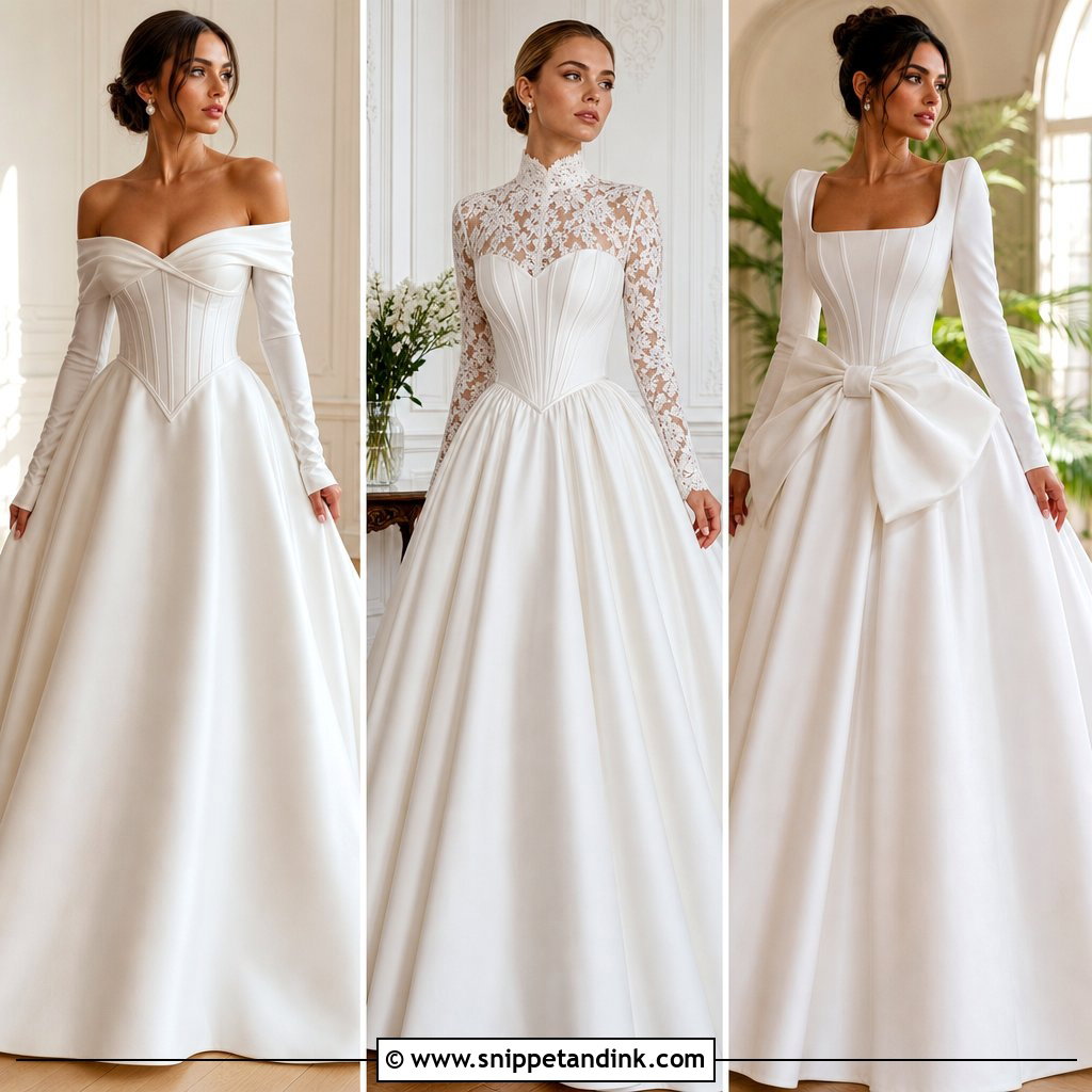 25 Basque Waist Wedding Dress with Sleeves