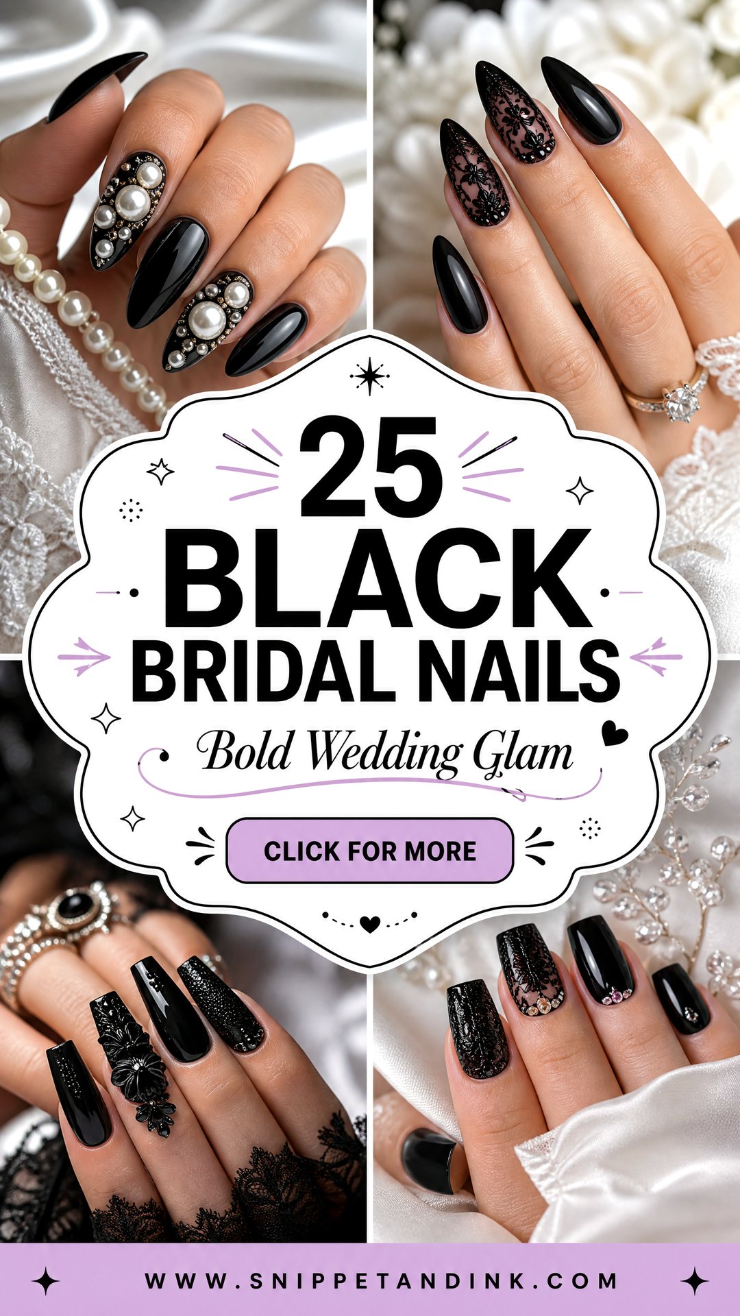 25 Black Bridal Nails for Bold Elegant Wedding Glam - 25 Black Bridal Nails for Bold, Elegant Wedding Glam