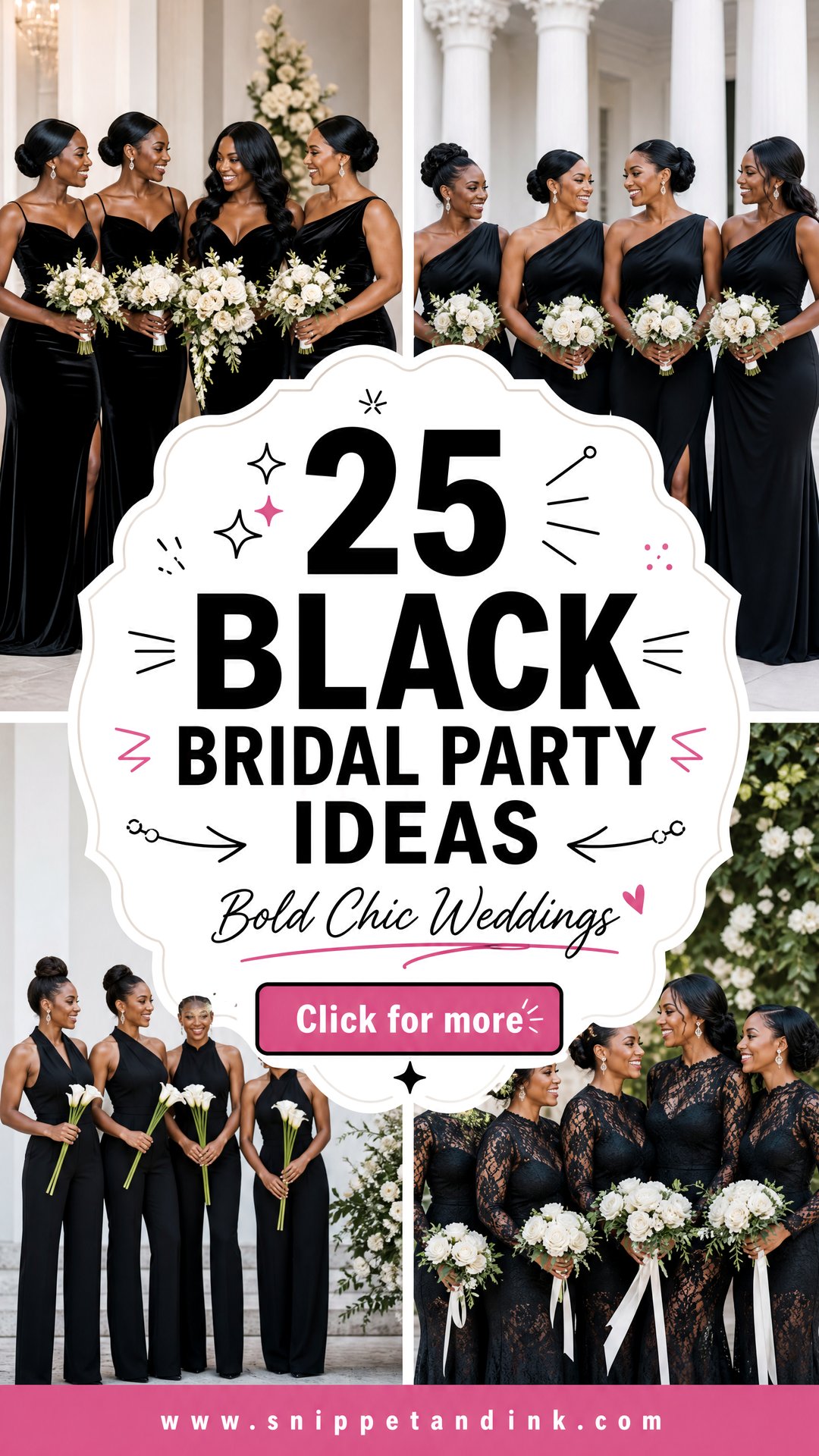 25 Black Bridal Party Ideas for Bold Chic Modern Weddings - 25 Black Bridal Party Ideas for Bold Chic Modern Weddings