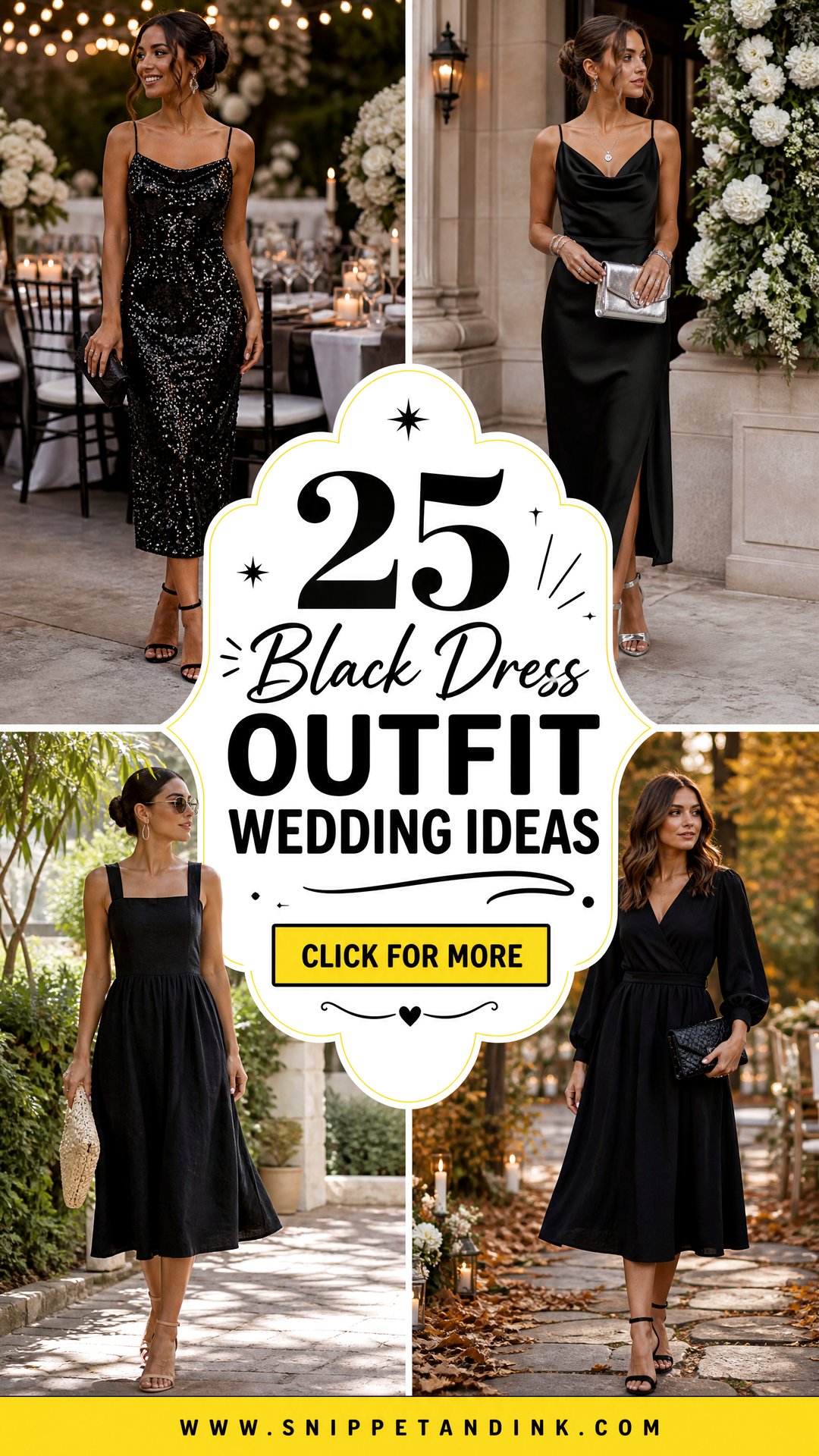 25 Black Dress Outfit Wedding Ideas for Sophisticated Guests - 25 Black Dress Outfit Wedding Ideas for Sophisticated Guests
