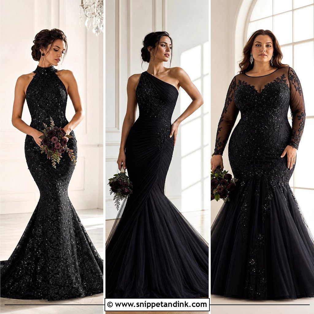 25 Black Mermaid Wedding Dress Ideas for Bold Bridal Glamour