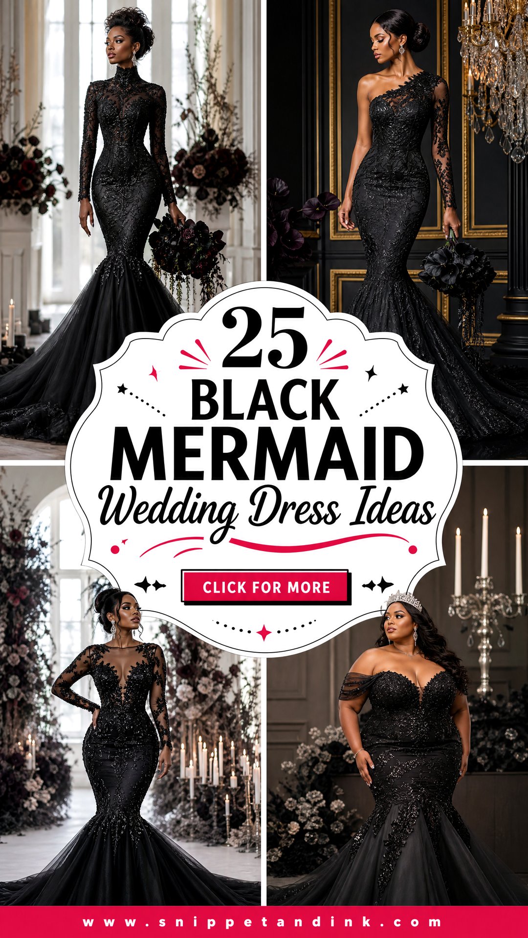 25 Black Mermaid Wedding Dress Ideas for Bold Bridal Glamour - 25 Black Mermaid Wedding Dress Ideas for Bold Bridal Glamour
