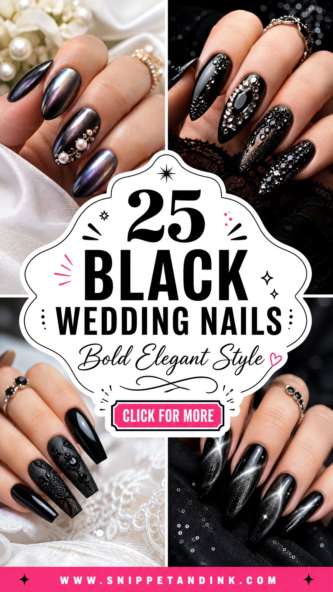 25 Black Wedding Nails for Bride With Bold Elegant Style - 25 Black Wedding Nails for Bride With Bold Elegant Style