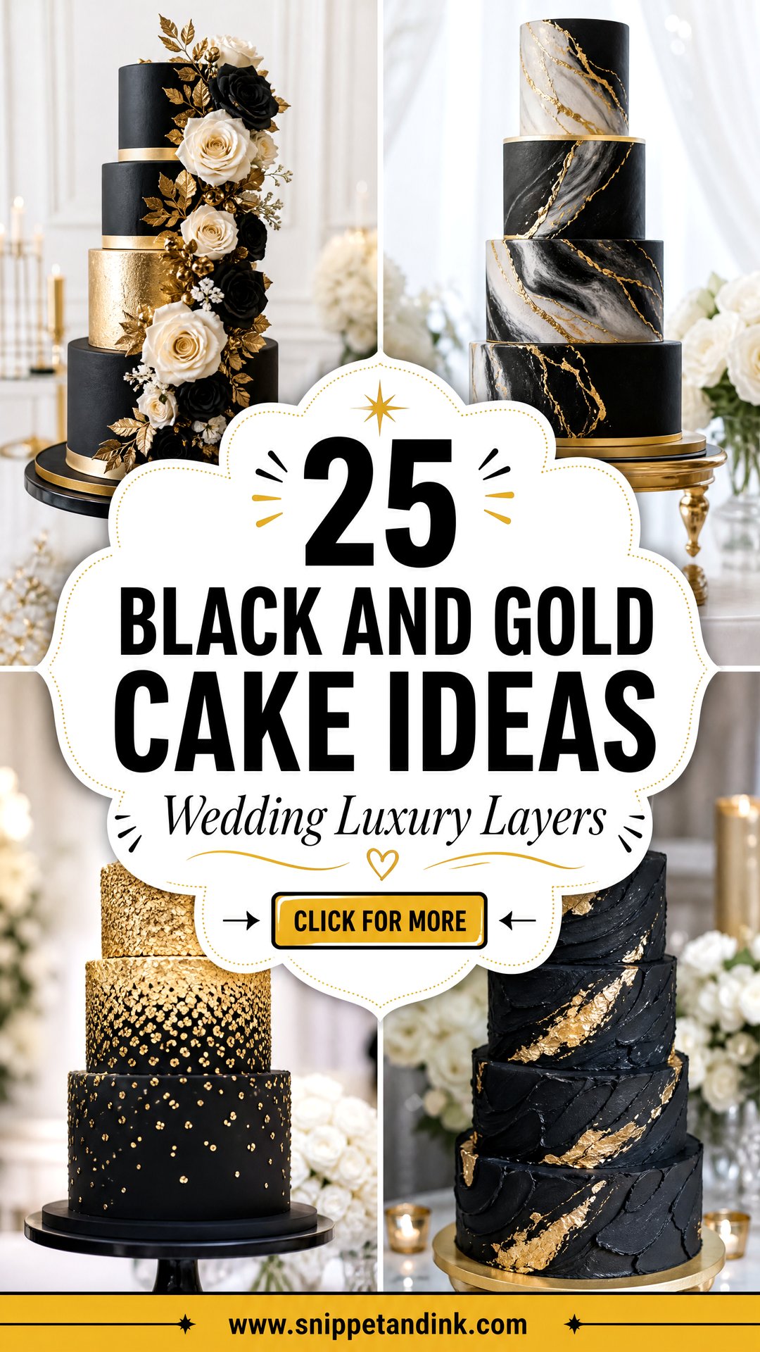 25 Black and Gold Cake Ideas for Wedding Luxury - 25 Black and Gold Cake Ideas for Wedding Luxury