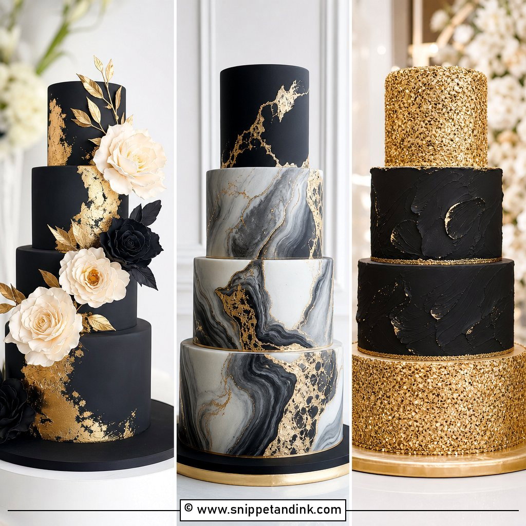 25 Black and Gold Cake Ideas for Wedding Luxury