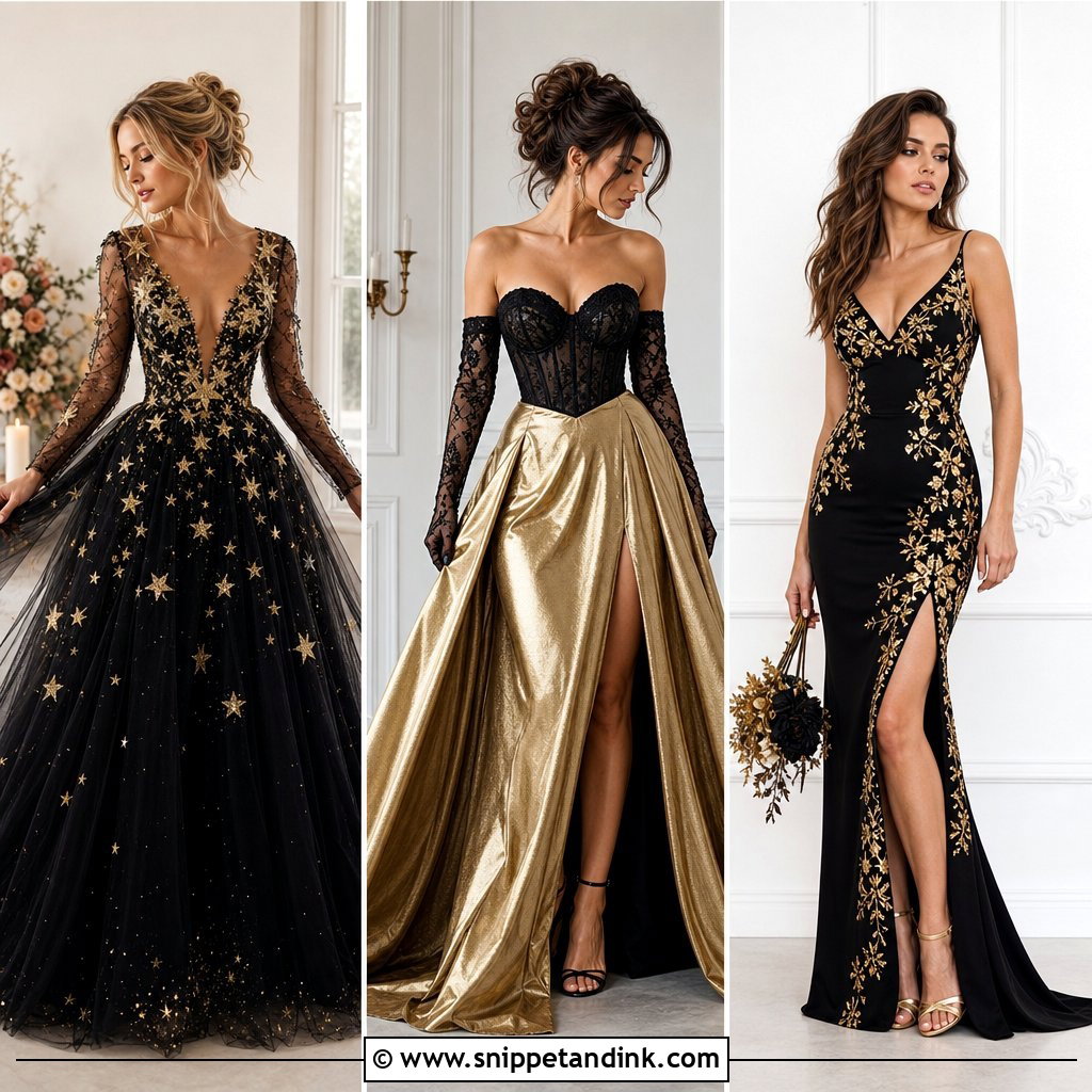 25 Black and Gold Wedding Dress Ideas for Luxe Bridal Drama