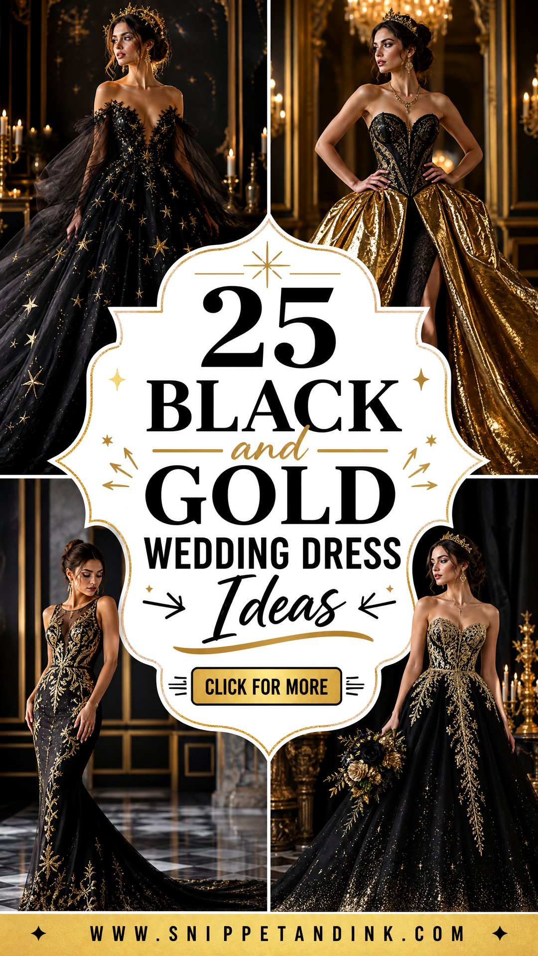 25 Black and Gold Wedding Dress Ideas for Luxe Bridal Drama - 25 Black and Gold Wedding Dress Ideas for Luxe Bridal Drama