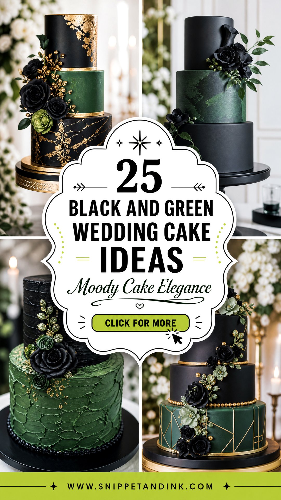 25 Black and Green Wedding Cake Ideas for Moody Elegance - 25 Black and Green Wedding Cake Ideas for Moody Elegance