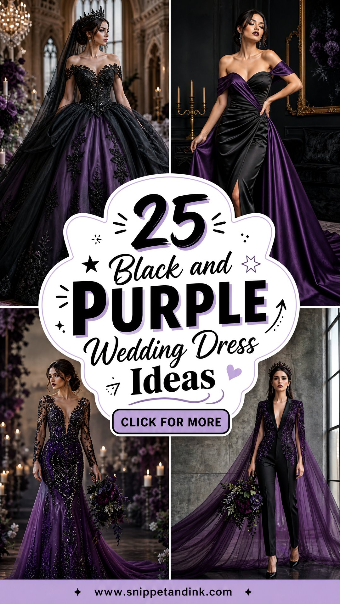 25 Black and Purple Wedding Dress Ideas for Striking Bridal Style - 25 Black and Purple Wedding Dress Ideas for Striking Bridal Style