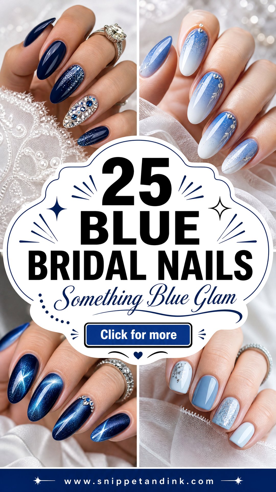 25 Blue Bridal Nails for Something Blue Wedding Glam - 25 Blue Bridal Nails for Something Blue Wedding Glam