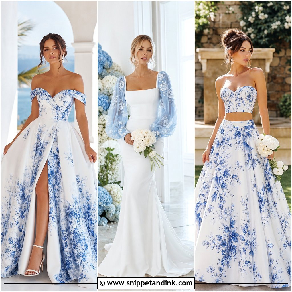 25 Blue and White Wedding Dress Ideas for Timeless Style