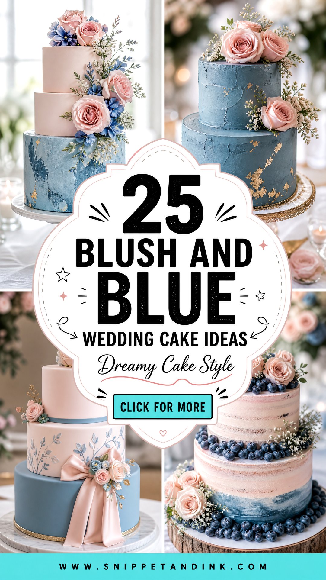 25 Blush and Blue Wedding Cake Ideas for Dreamy Receptions - 25 Blush and Blue Wedding Cake Ideas for Dreamy Receptions