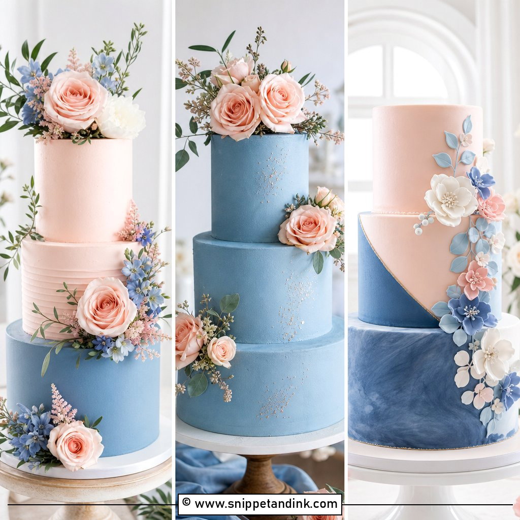 25 Blush and Blue Wedding Cake Ideas for Dreamy Receptions