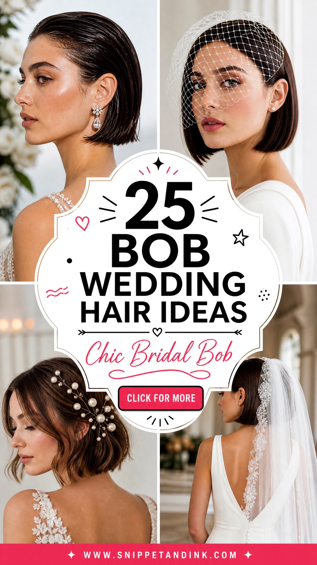 25 Bob Wedding Hair Ideas for Chic Modern Brides This Season - 25 Bob Wedding Hair Ideas for Chic Modern Brides This Season