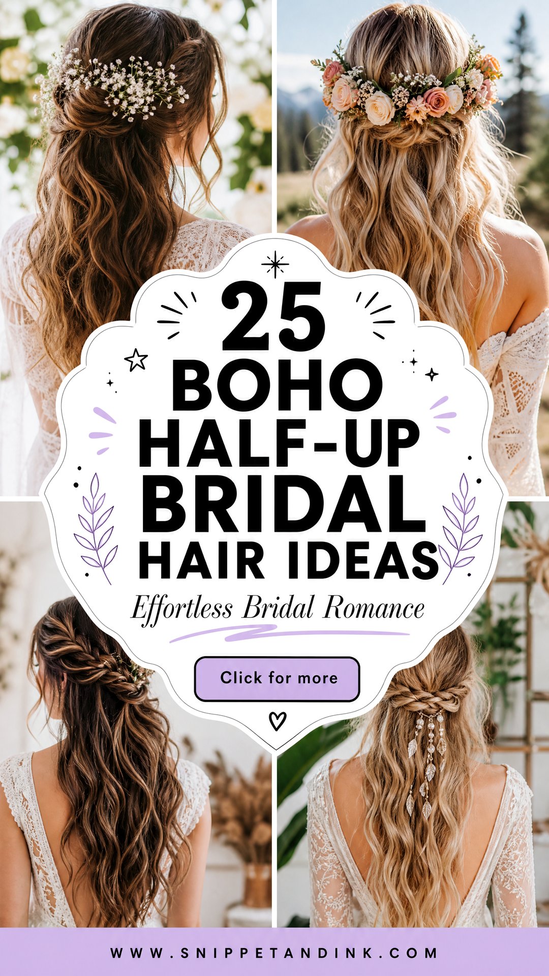 25 Boho Half-Up Bridal Hair Ideas for Effortless Romance - 25 Boho Half-Up Bridal Hair Ideas for Effortless Romance