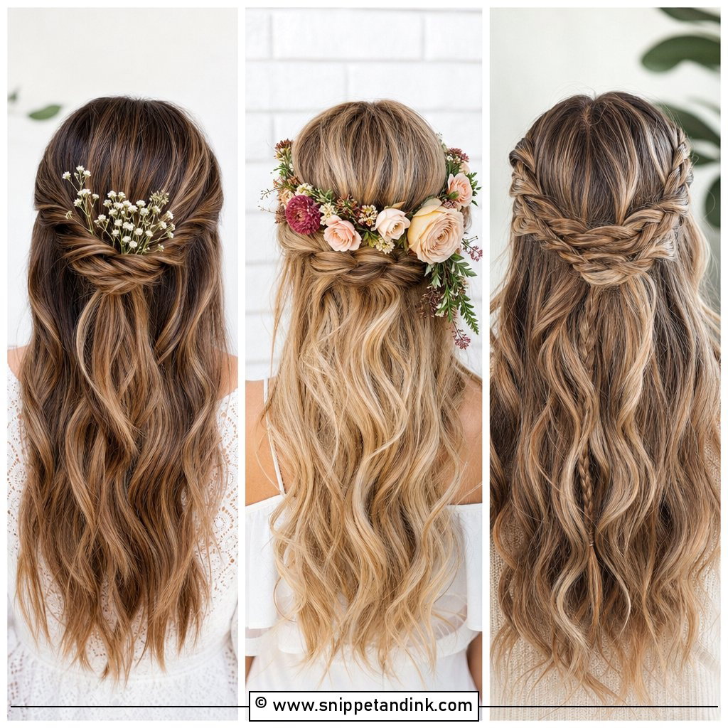 25 Boho Half-Up Bridal Hair Ideas for Effortless Romance
