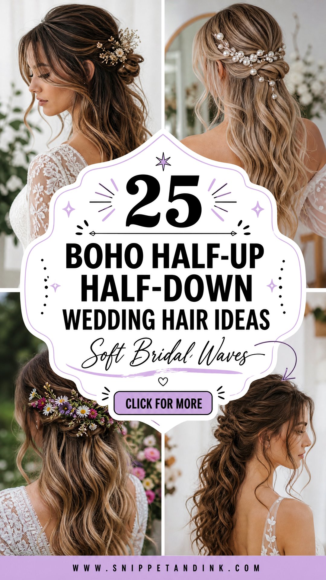25 Boho Half-Up Half-Down Wedding Hair Ideas for Brides - 25 Boho Half-Up Half-Down Wedding Hair Ideas for Brides