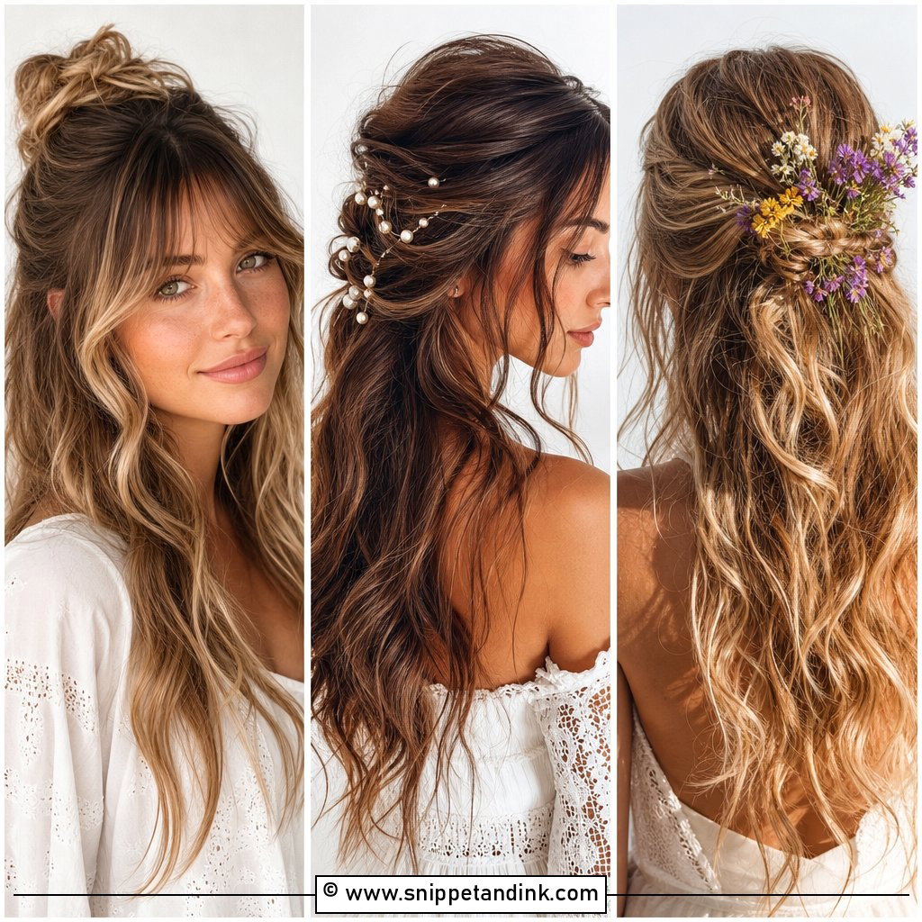 25 Boho Half-Up Half-Down Wedding Hair Ideas for Brides