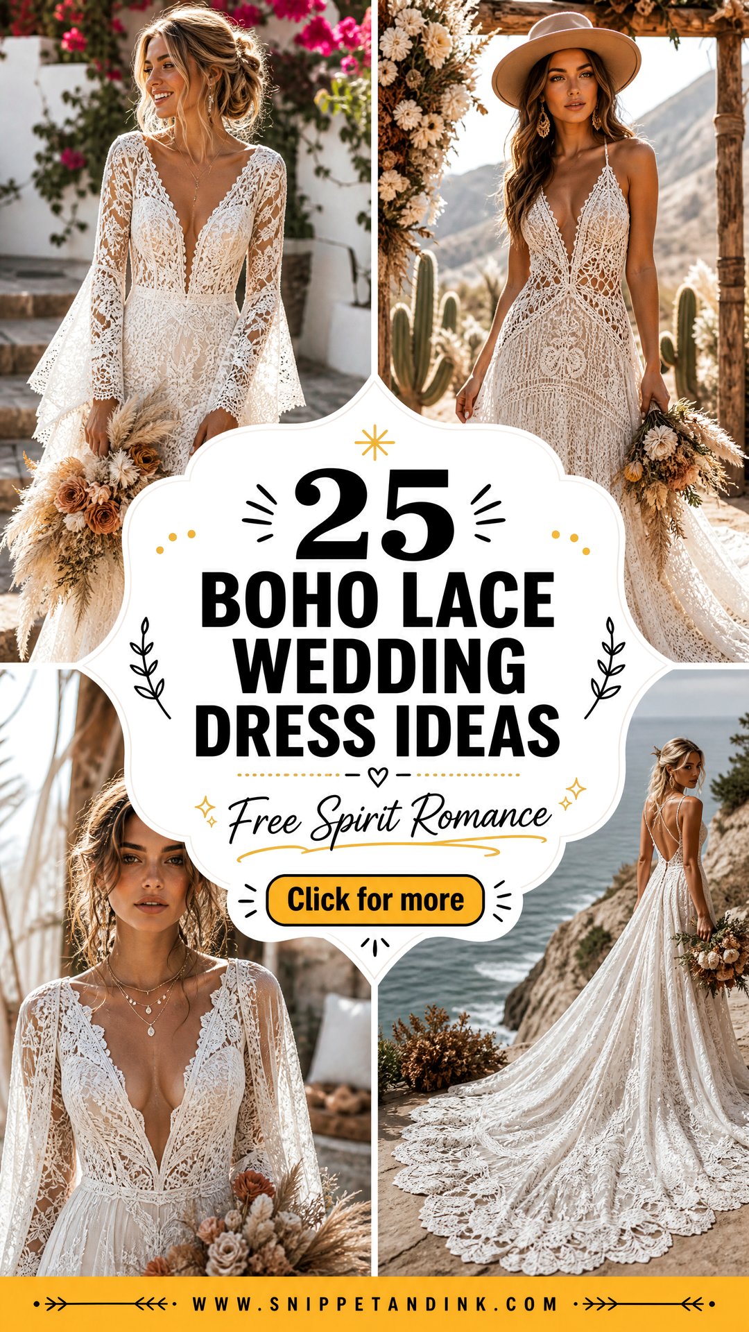 25 Boho Lace Wedding Dress Ideas for Free-Spirited Brides - 25 Boho Lace Wedding Dress Ideas for Free-Spirited Brides