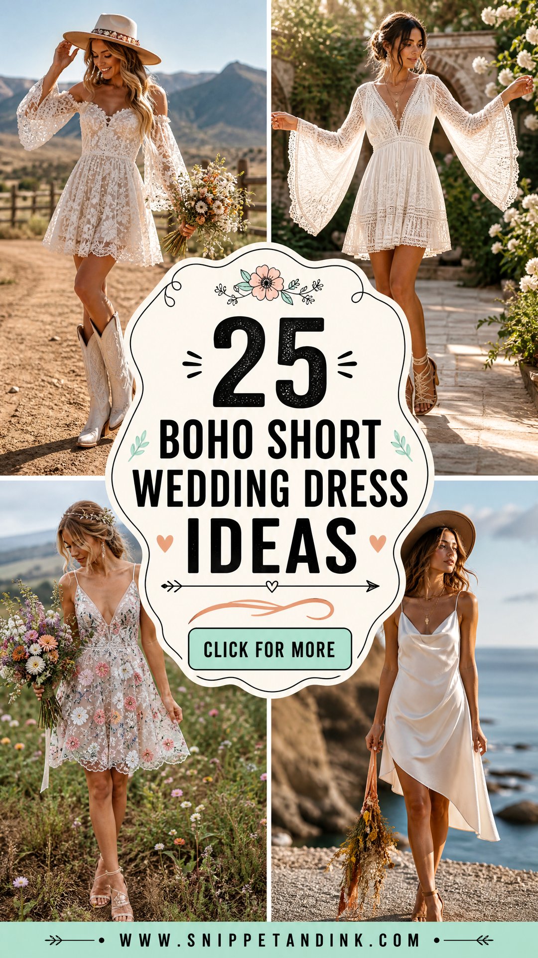 25 Boho Short Wedding Dress Ideas for Chic Carefree Brides - 25 Boho Short Wedding Dress Ideas for Chic, Carefree Brides