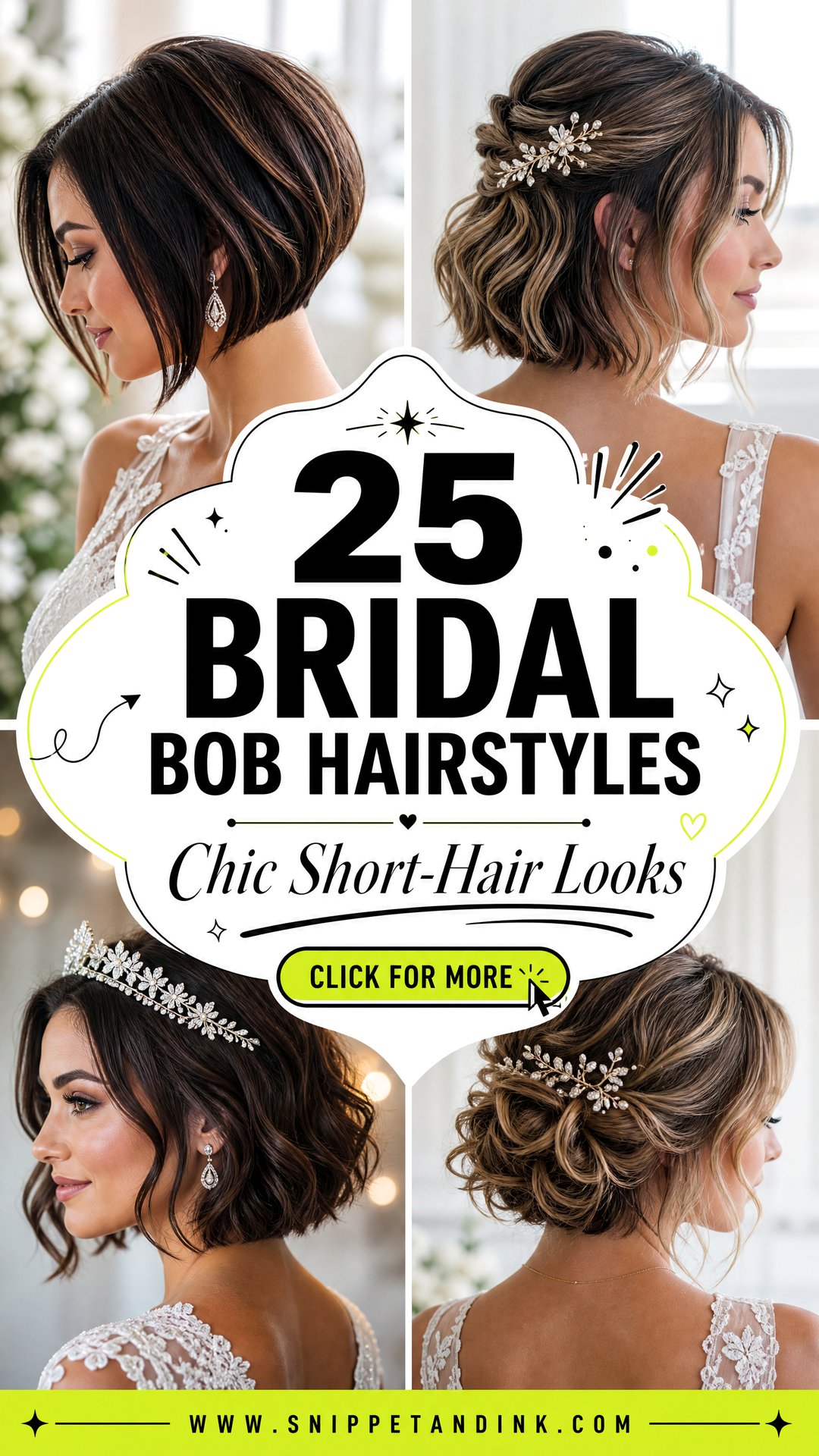 25 Bridal Bob Hairstyles for Chic Short-Hair Wedding Looks - 25 Bridal Bob Hairstyles for Chic Short-Hair Wedding Looks