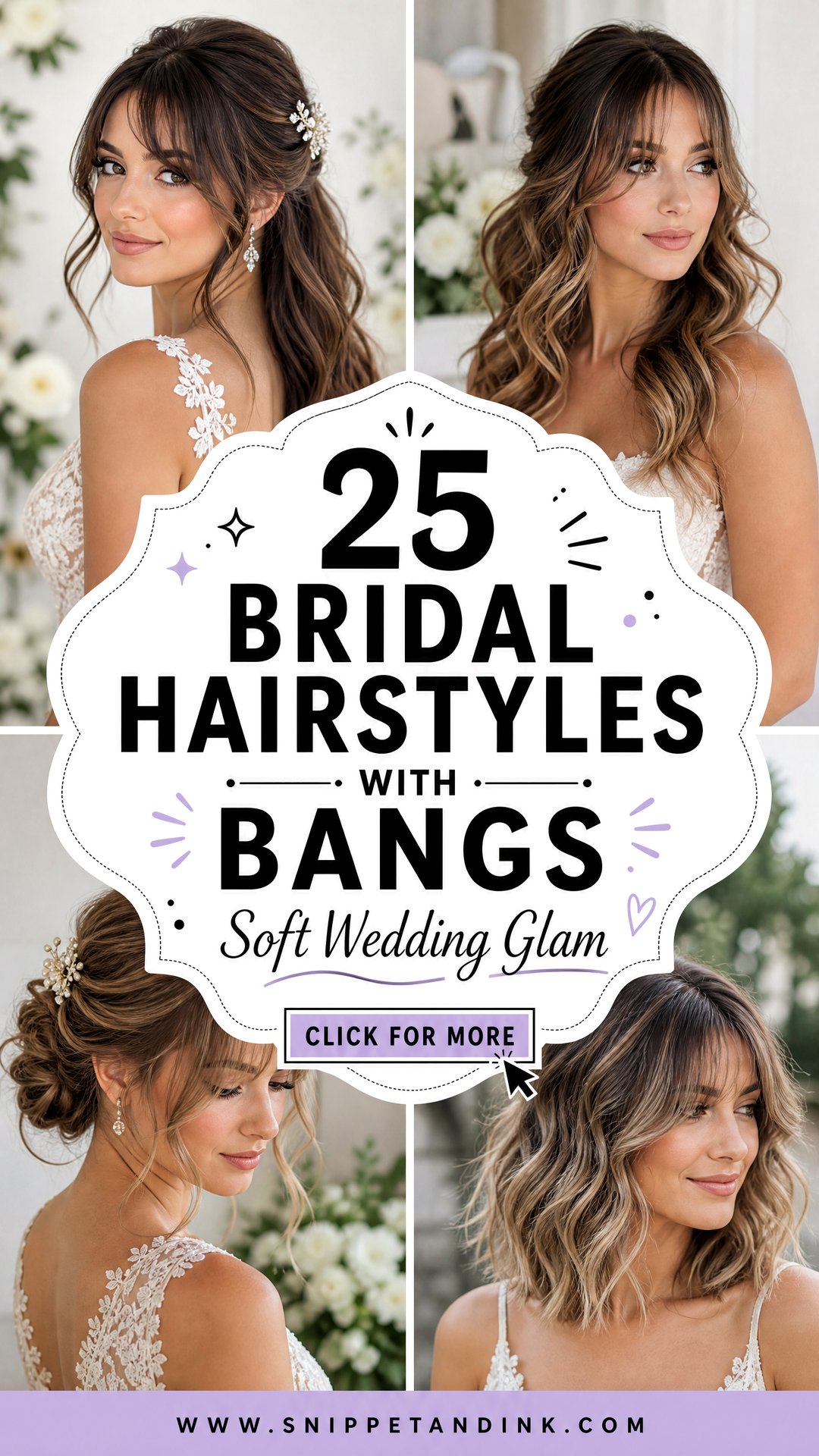 25 Bridal Hairstyles with Bangs for Soft Wedding Glam - 25 Bridal Hairstyles with Bangs for Soft Wedding Glam