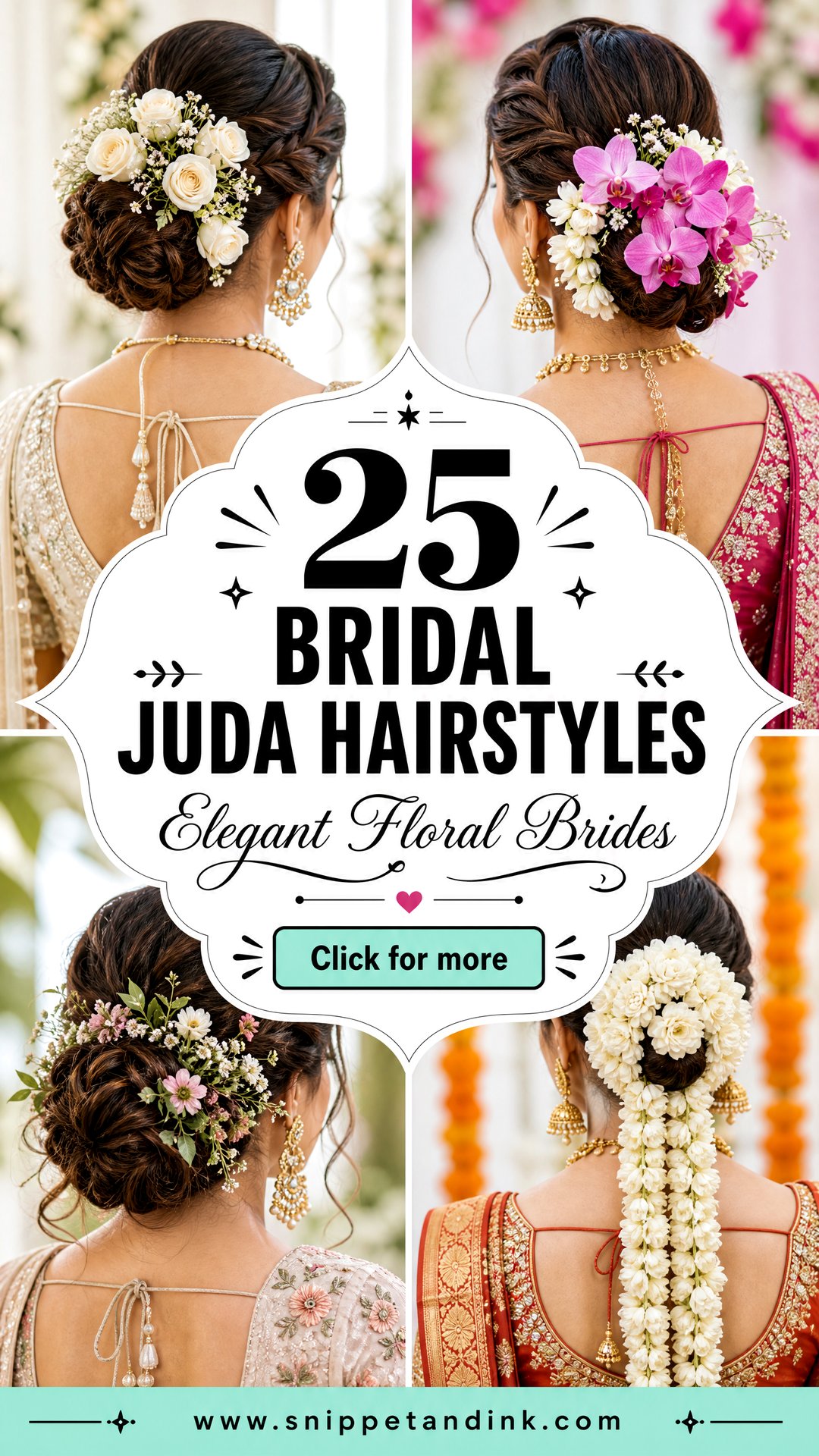 25 Bridal Juda Hairstyles with Flowers for Elegant Brides - 25 Bridal Juda Hairstyles with Flowers for Elegant Brides