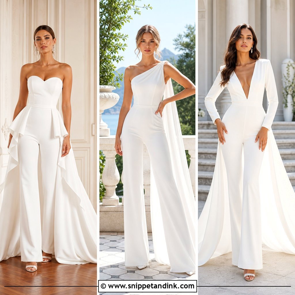 25 Bridal Jumpsuit with Train Ideas for a Dramatic Entrance