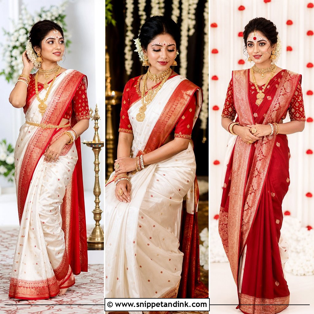 25 Bridal Kolka Design Ideas for a Striking Bengali Look